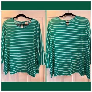 Ladies Blouse - Green/White Stripe
